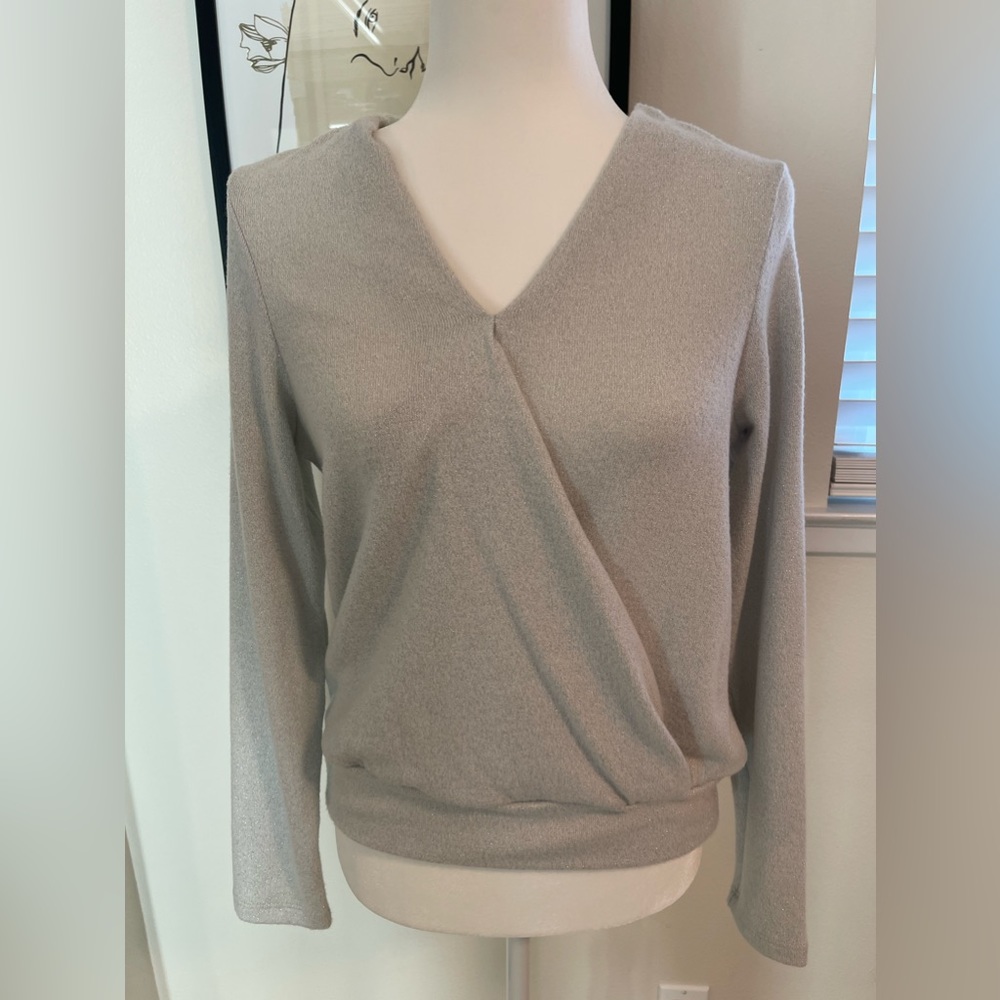 NWT Michael Stars V-Neck Sweater (Gray Shimmer)